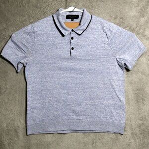 Rag Bone Polo Shirt‎ Womens Large Blue Short Sleeve Collared Knit Lightweight